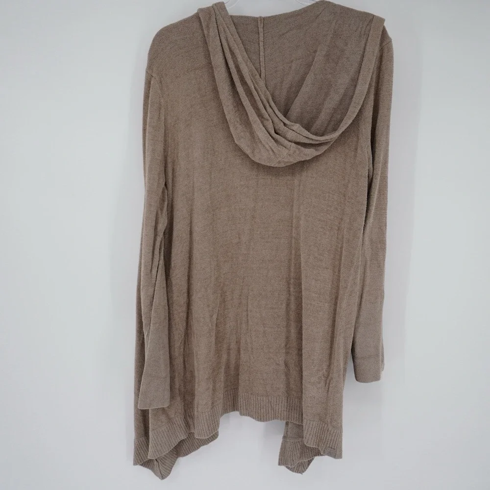 Barefoot Dreams Resort Cozychic Lite Hoodie Cardigan Light Brown Long Open Large